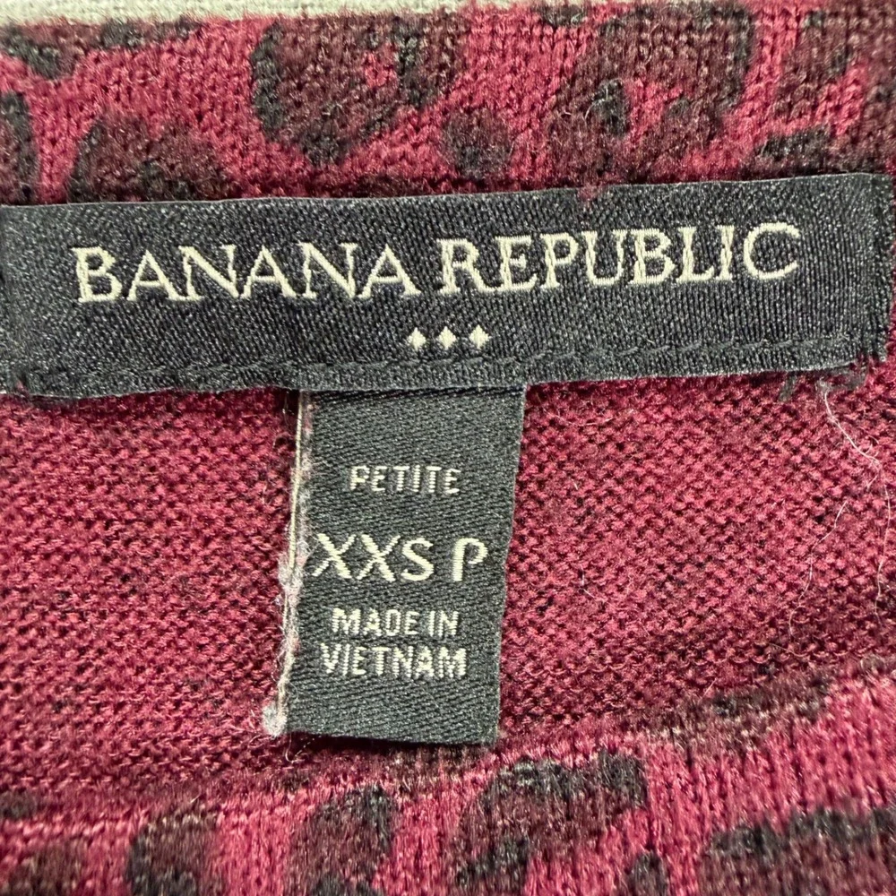 Banana Republic Women Top Regular Burgundy Leopard Print Puff Sleeve XXSP